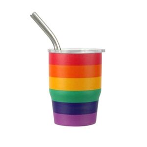 Rainbow Striped Mini Stainless Steel Tumbler with Straw